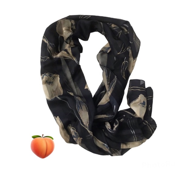 Vintage Accessories - 3/$15 SALE Vintage BASHA scarf Navy Flowers Gold